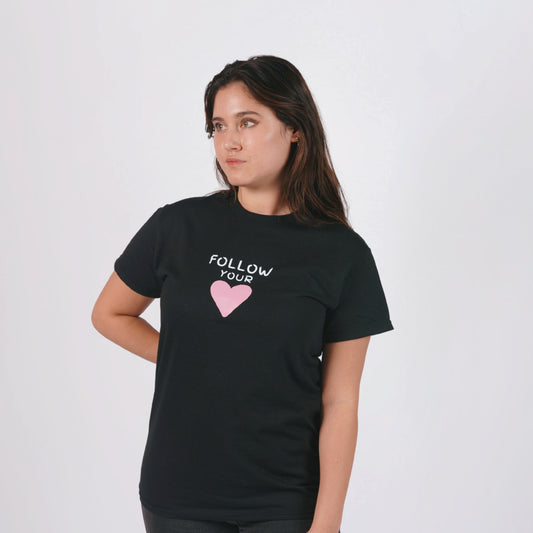 T-Shirt Noir - Follow Your Heart